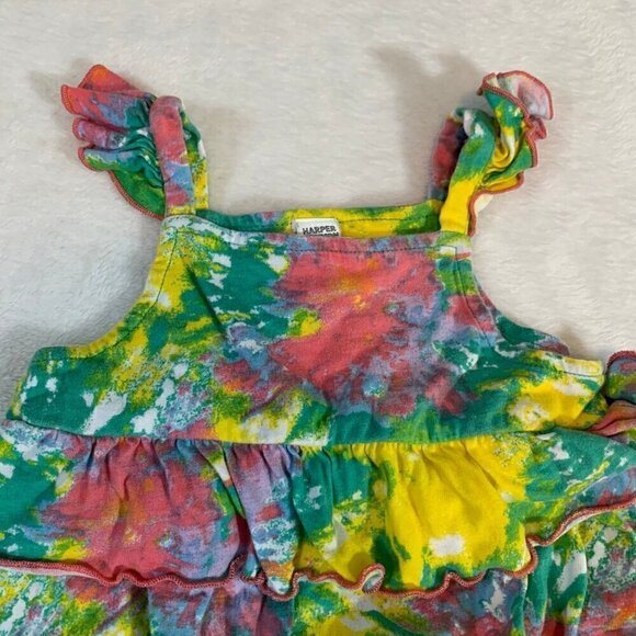 5/$25 Harper Canyon spring summer tie dye floral ruffle bubble romper jumper - Picture 3 of 5
